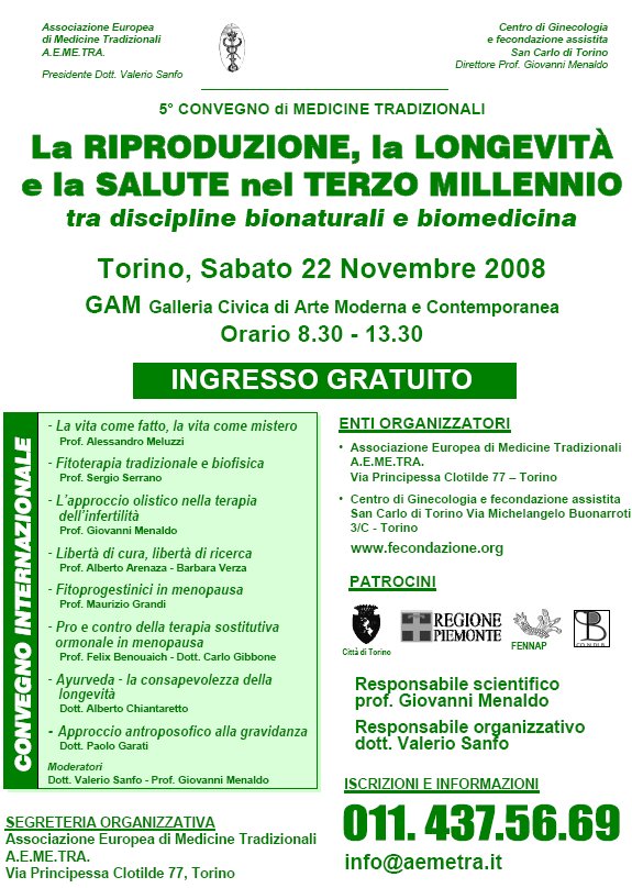 Convegno: “La riproduzione, la longevità e la salute nel terzo millennio”