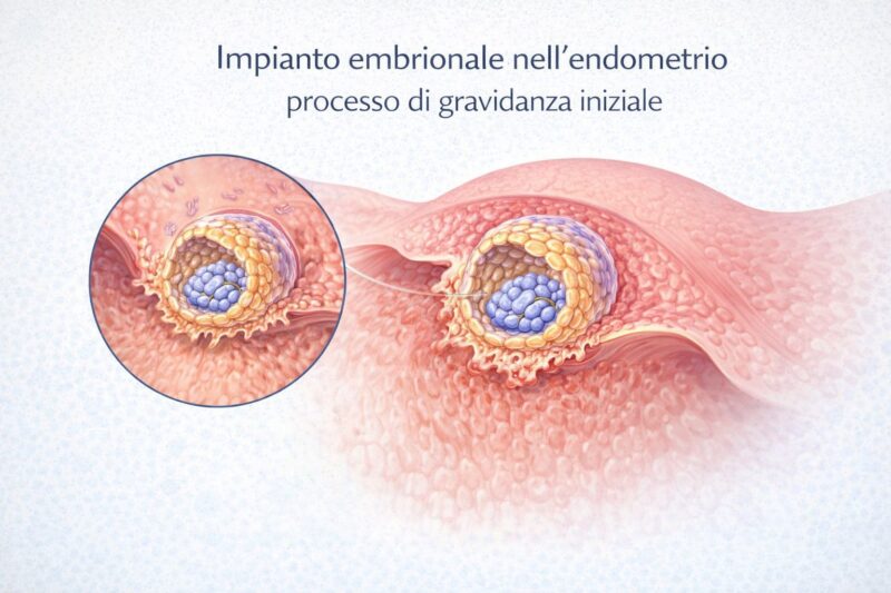 impianto embrionale nell’endometrio processo di gravidanza iniziale